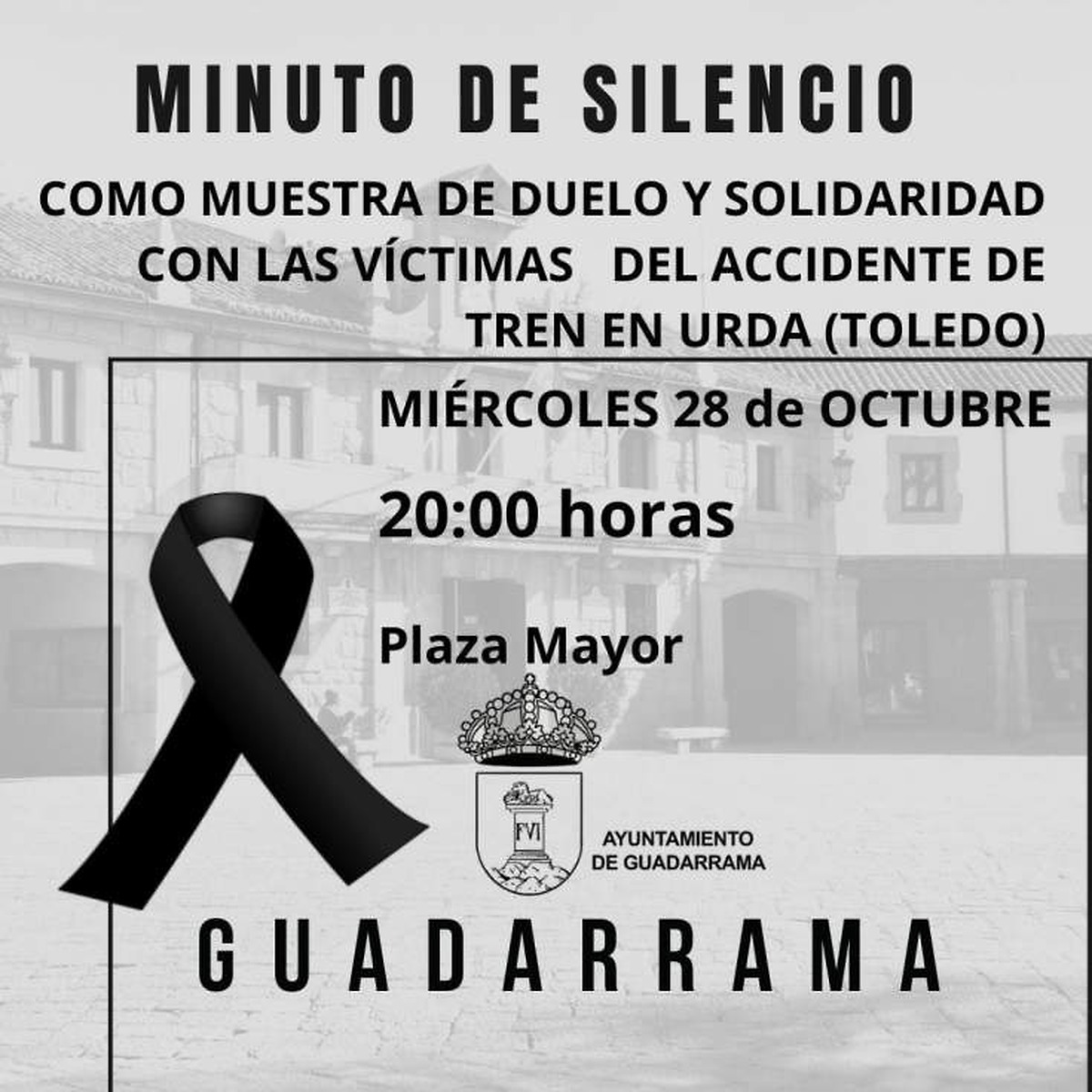 Guadarrama se une en un minuto de silencio por las víctimas del accidente de tren en Urda