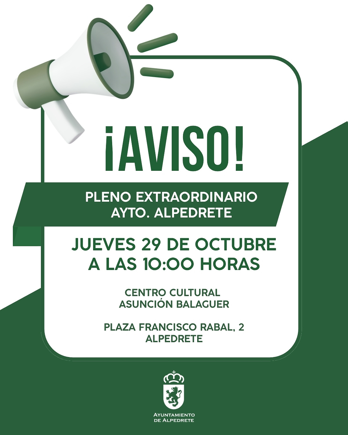 Alpedrete se prepara para un Pleno extraordinario el 29 de octubre