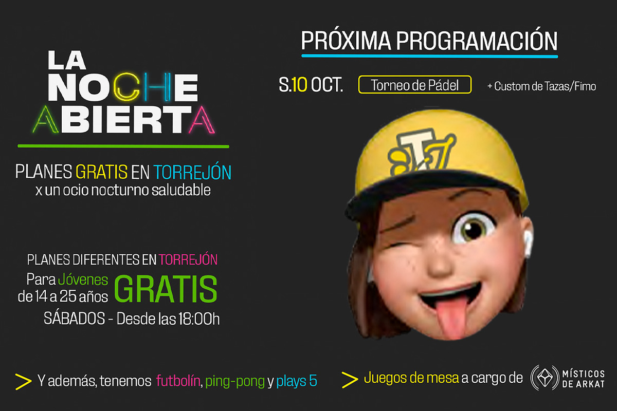 Torrejón ofrece 'La Noche Abierta' con Torneo de Pádel y actividades para jóvenes